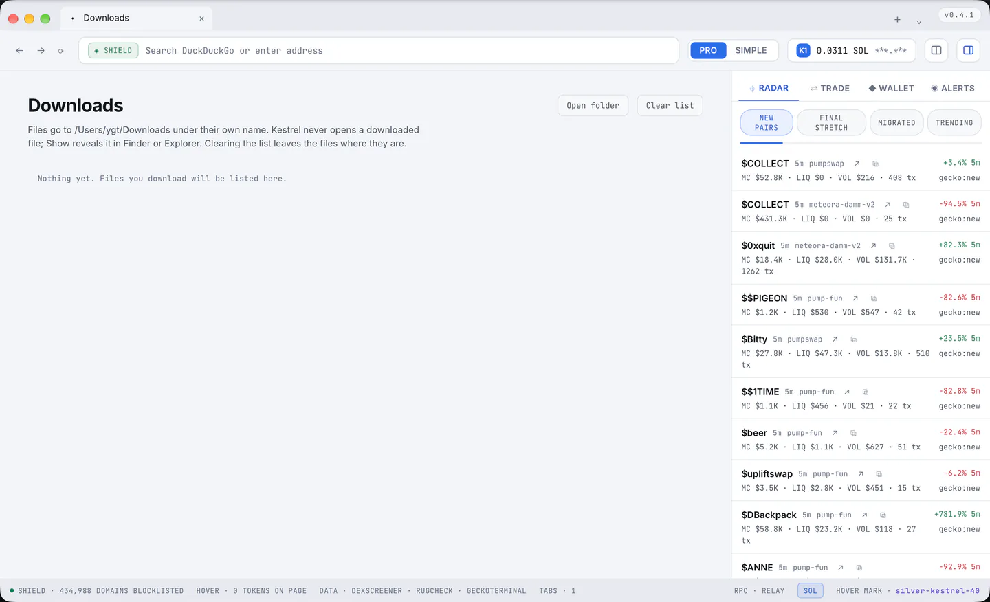 The Downloads page.